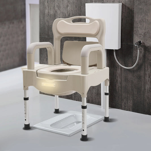 Bymaocar Adjustable Portable Bedside Commode Chair for Elderly and Disabled